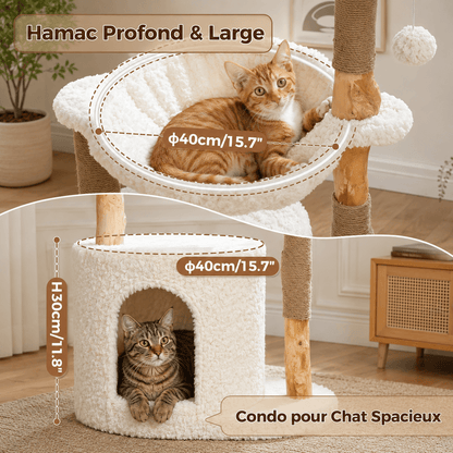 Arbre à chat avec niche en peluche douce et plateformes