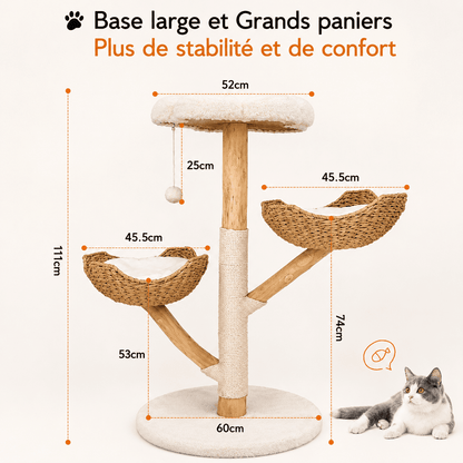 Arbre à chat avec base large de 60 cm pour une grande stabilité