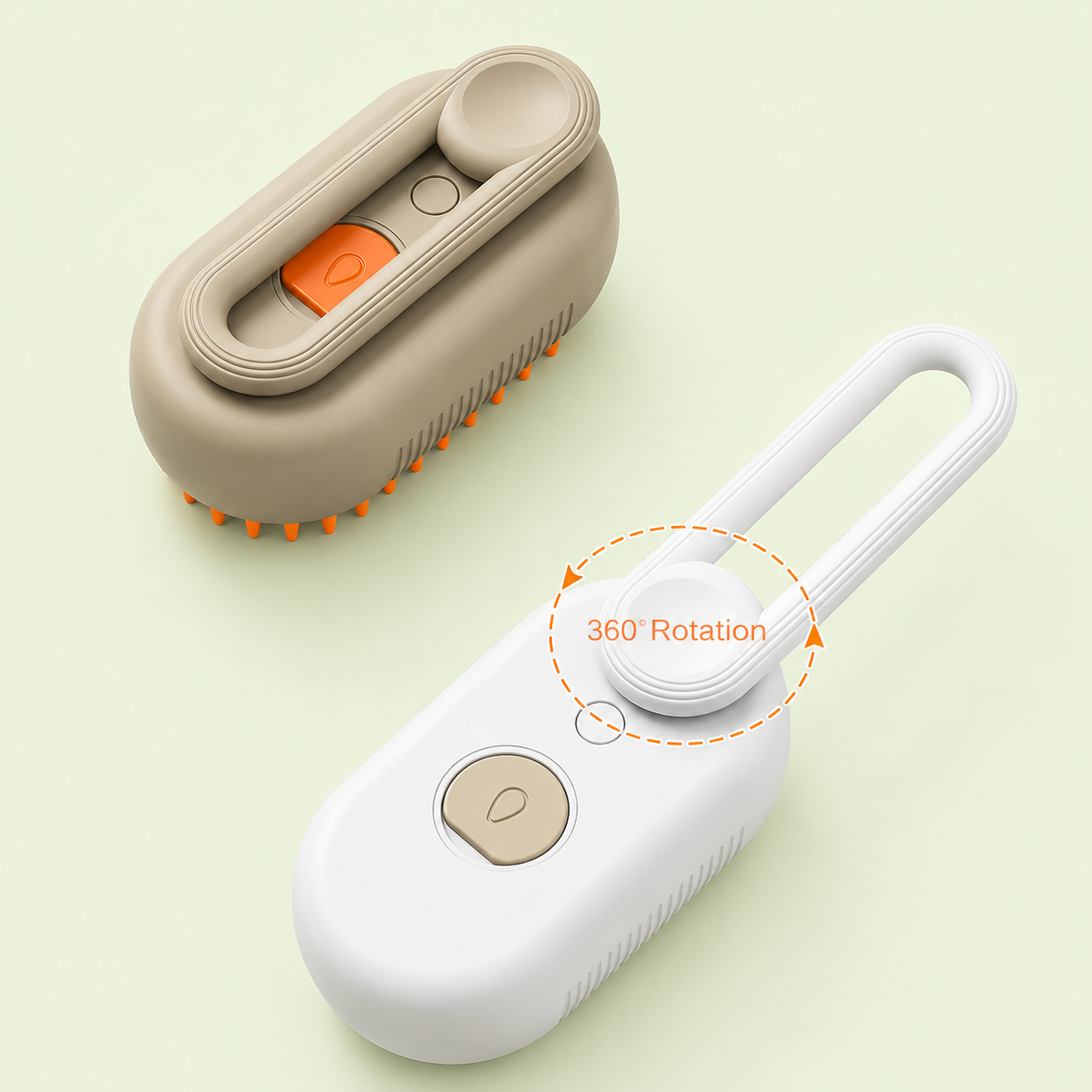 Poignée pliable et rotative à 360° de la brosse vapeur pour chat, coloris blanc et café