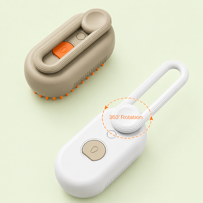 Poignée pliable et rotative à 360° de la brosse vapeur pour chat, coloris blanc et café