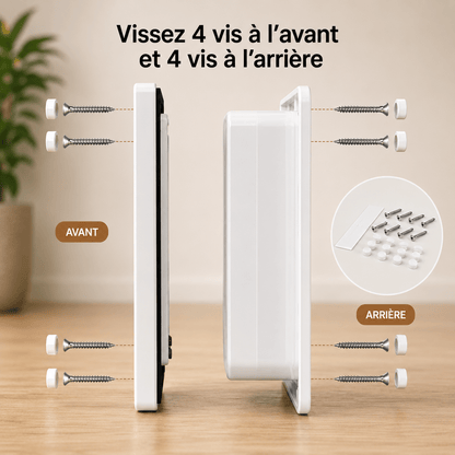 Schéma d'installation chatière – vissage 4 vis à l'avant et 4 vis à l'arrière