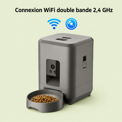 Distributeur de croquettes connecté pour chat en WiFi 2,4 GHz, coloris anthracite