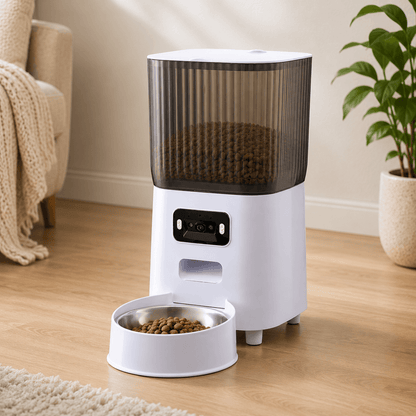 Distributeur de croquettes connecté pour chat avec réservoir 5 litres