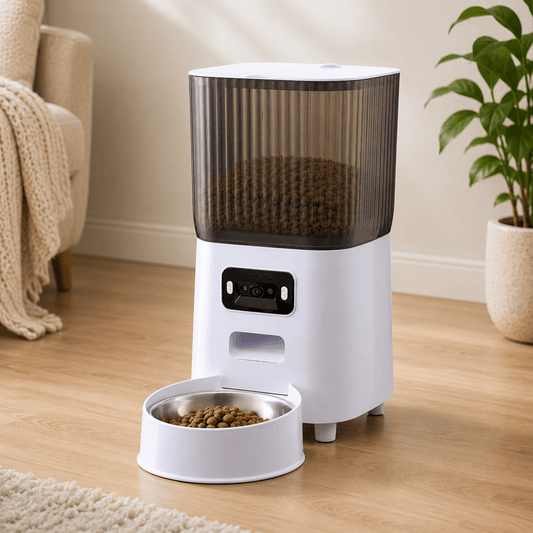 Distributeur de croquettes connecté pour chat avec réservoir 5 litres