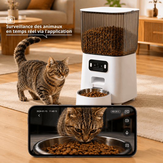 Distributeur de croquettes pour chat avec caméra HD et vision nocturne