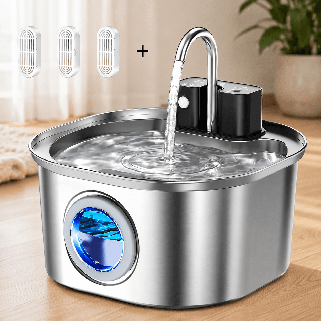 Fontaine à eau pour chat en acier inoxydable, autre vue