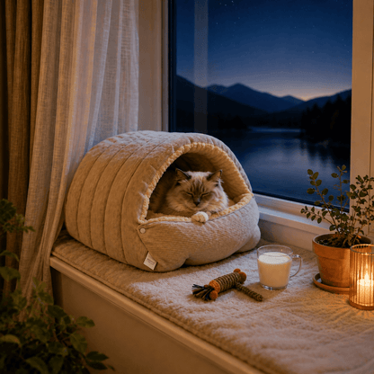 Lit grotte pour chat pour un couchage rassurant