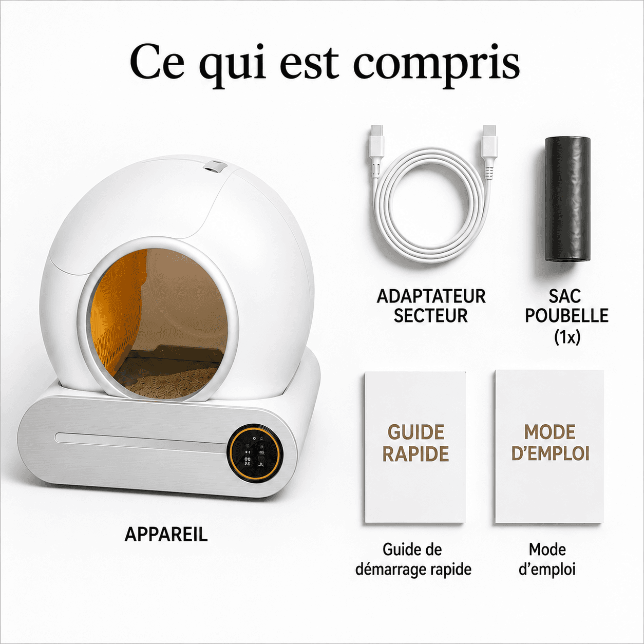 Litière automatique autonettoyante pour chat