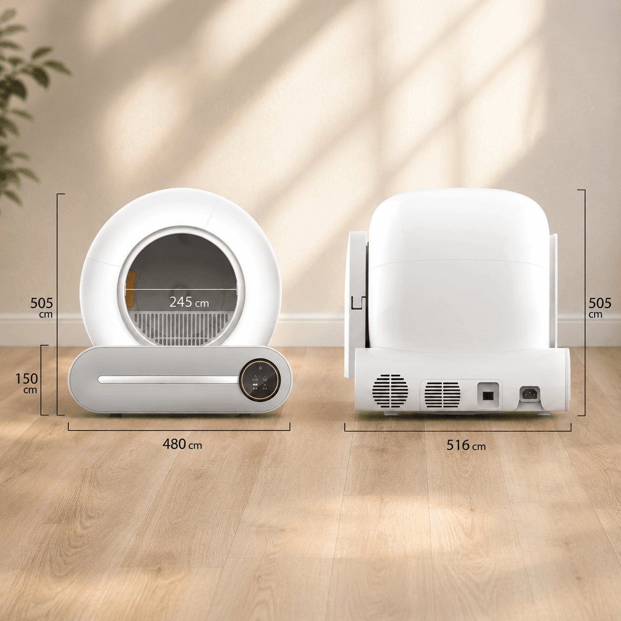 Litière intelligente pour chat, design rond discret