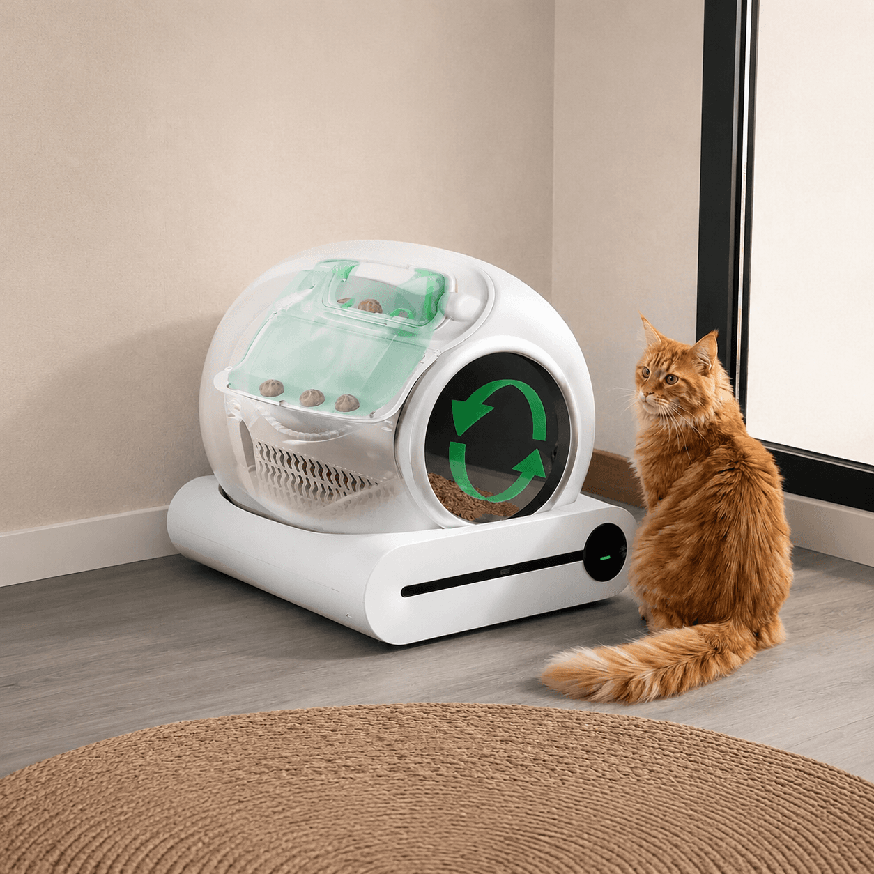 Litière automatique intelligente pour chat en situation