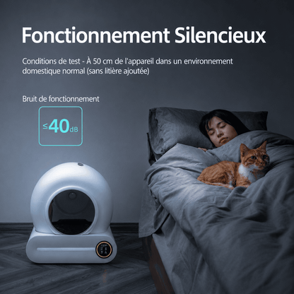 Litière automatique à fonctionnement silencieux pour chat