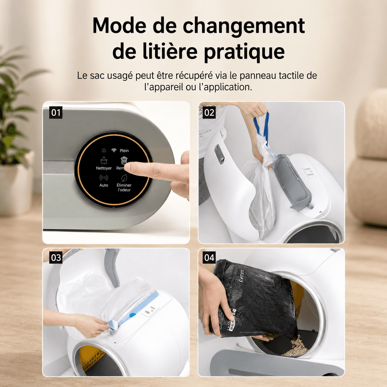 Litière connectée pour chat pilotable par application mobile