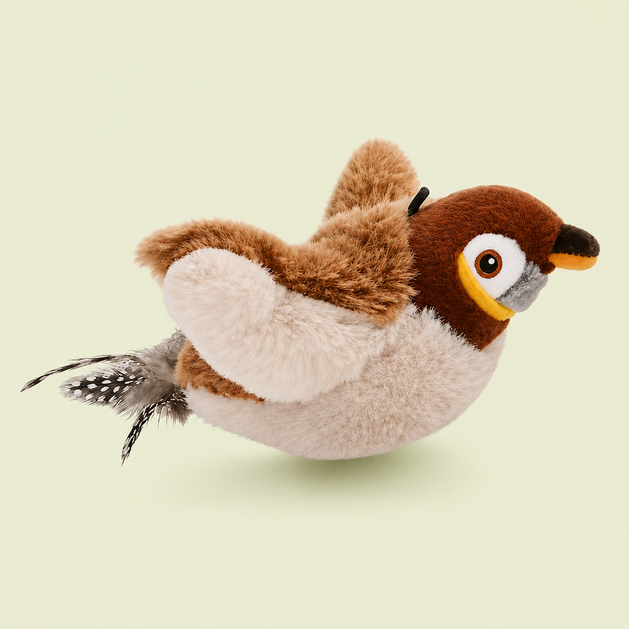 Oiseau en peluche imitant un moineau, avec plumes naturelles, jouet pour chat
