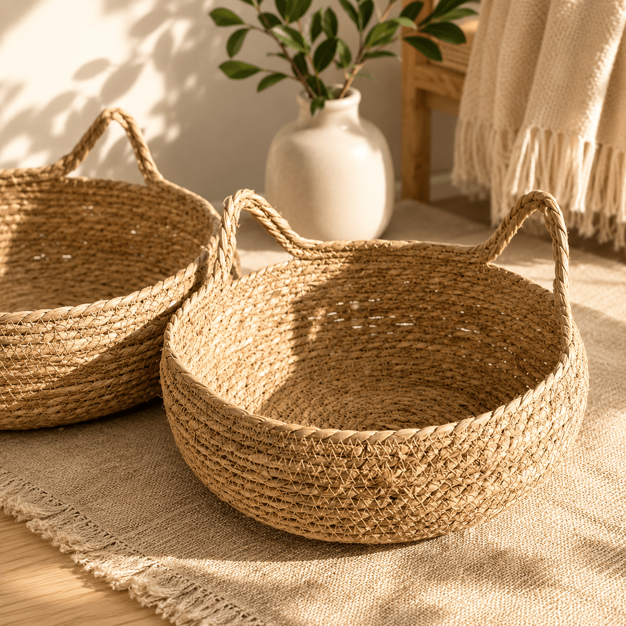 Panier pour chat en fibres naturelles tressées à la main