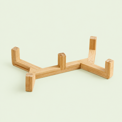 Support surélevé en bambou pour double gamelle de chat